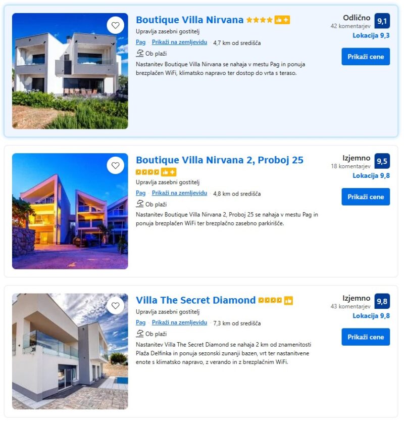 Pag soukromé apartmány booking