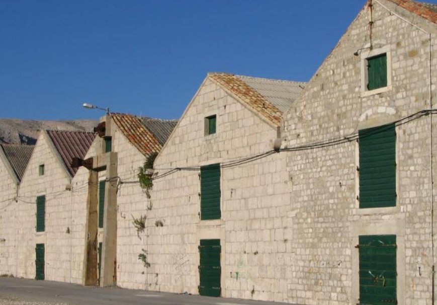 Historic salt warehouses in Pag Croatia representing the island's centuries-old salt heritage
