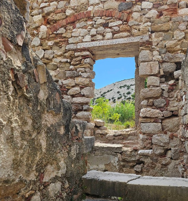 Old Town Pag archaeological site and Church of St Mary on Pag Island