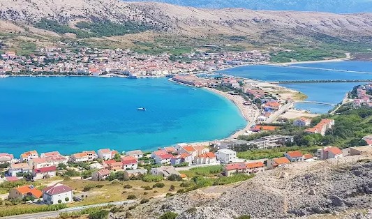 Historic Pag Town on Pag Island in Croatia with traditional stone buildings